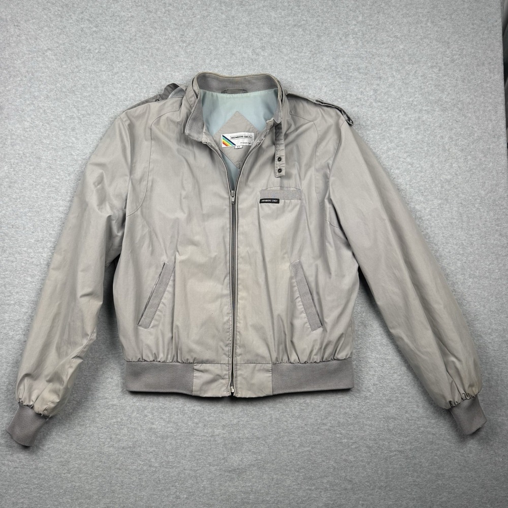 Vintage Members Only Jacket Mens 46 Classic Iconic Racer Gray Bomber 80s 90s